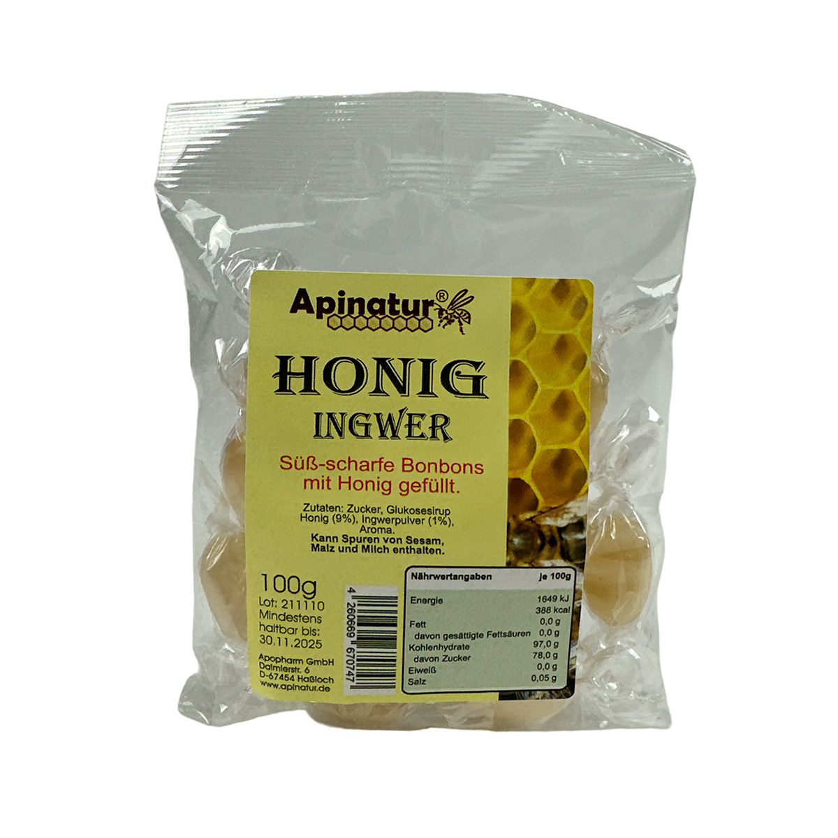 Honig-Ingwer-Bonbons 100g Honig-Ingwer-Bonbons 100g